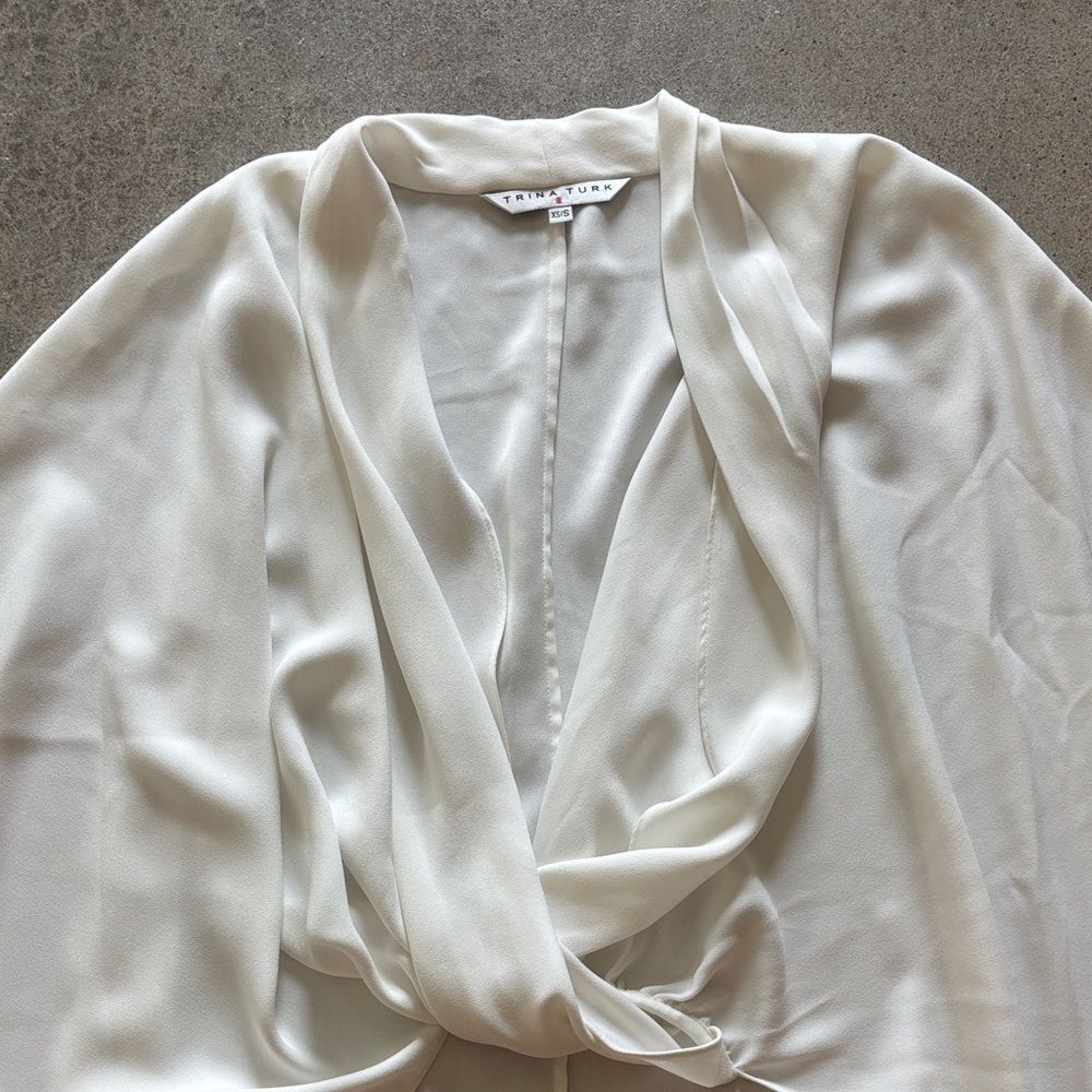 Trina Turk Cream Drape Blouse - Picture 3 of 7
